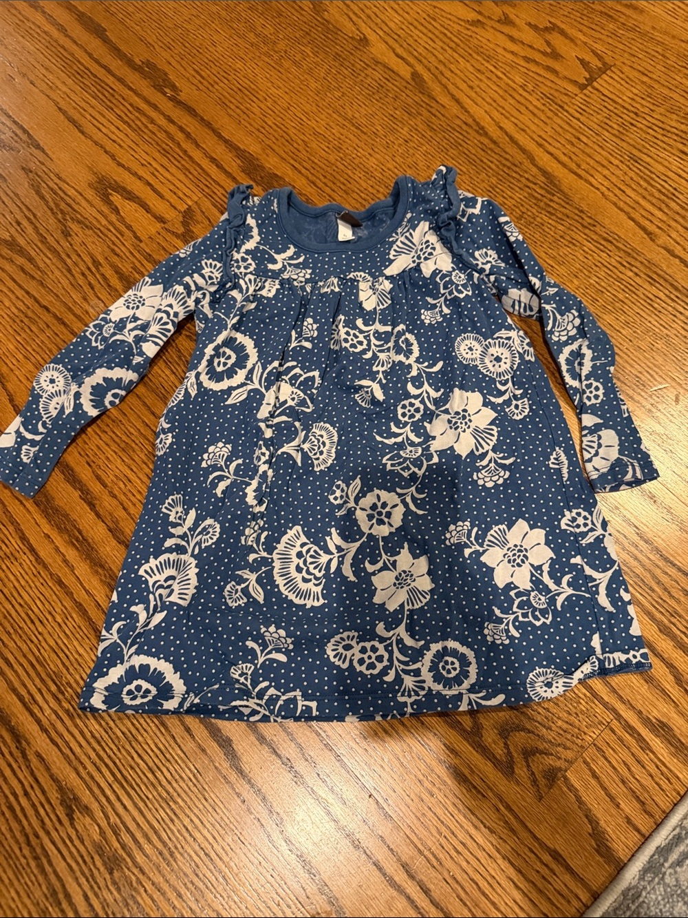 Tea Collection Blue and White Floral Long-Sleeve Dress